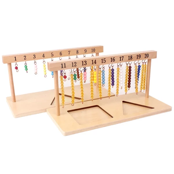 Boulier à barettes Montessori en bois, parfaites pour apprendre les unités, dizaines. Jouet éducatif coloré et ludique pour enfants de 3 à 12 ans.