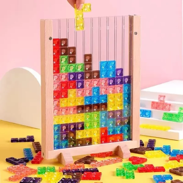 Jeu Tangram type Tetris 3D coloré pour enfants. Stimule logique, motricité et créativité. Jouet éducatif sûr et durable, idéal dès 3 ans. Certifié CE.