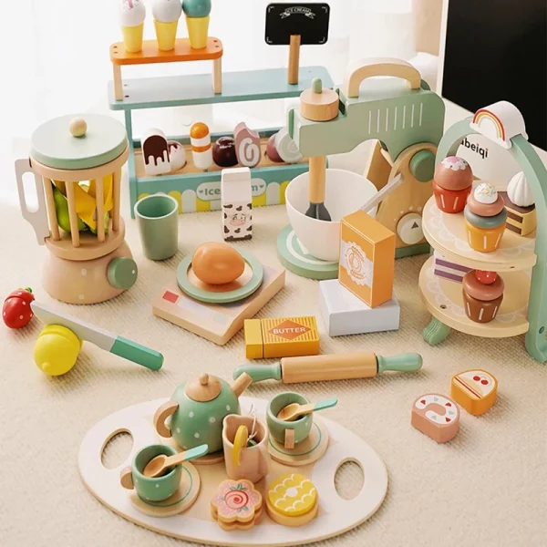 Ensemble de jouets de cuisine en bois Montessori : stimule la créativité, les compétences sociales et la motricité des enfants tout en offrant une expérience de jeu immersive dès 3 ans. CE
