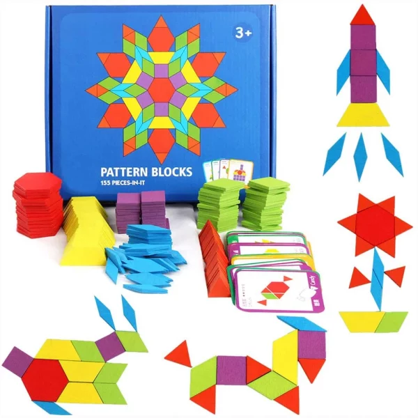 Tangram en bois Montessori pour enfants : 155 pièces géométriques. Stimule logique, créativité et motricité fine. Jeu Montessori idéal dès 6 ans.