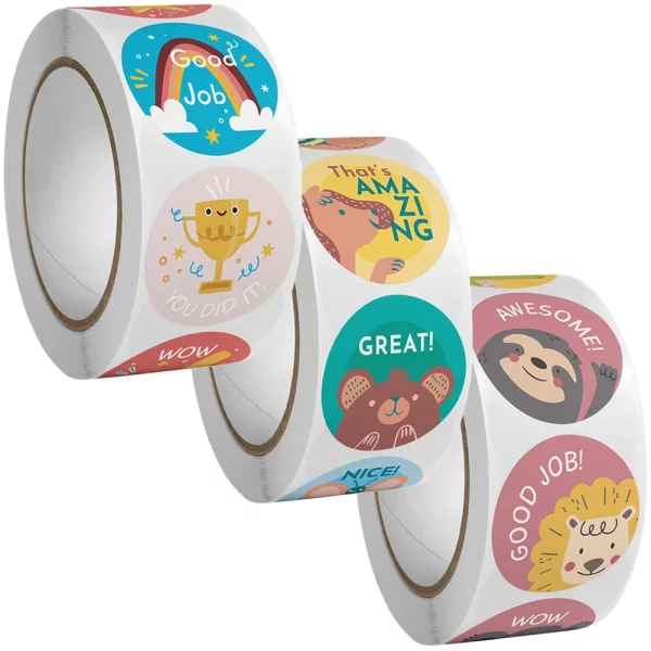 Autocollants ronds à motifs de dessins animés, 25 mm, parfaits pour féliciter les enfants, les  fêtes, l'artisanat ou le bricolage. Différents thèmes et quantités en fonction du choix, entre 100 et 500 pièces. 
