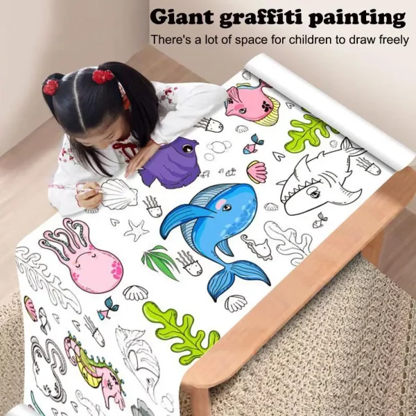 Rouleaux de coloriage pour enfants, 30x300 cm, avec thèmes éducatifs variés. Idéal pour stimuler la créativité, développer la motricité fine et enrichir l'apprentissage.