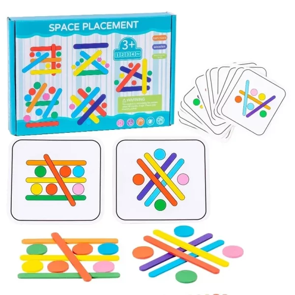 Jeu éducatif Montessori en bois, idéal pour stimuler le développement cognitif, la réflexion logique, la reconnaissance des formes et des couleurs, et entraîner la motricité fine.