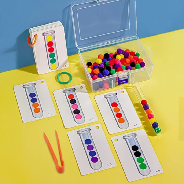 Jeu éducatif de tri de billes Montessori pour enfants, idéal pour développer motricité fine, concentration et apprentissage des couleurs. Adapté aux 3-12 ans.
