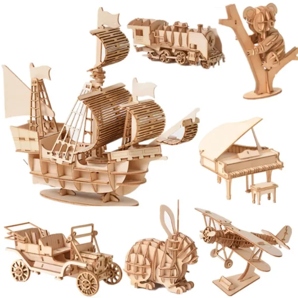 Puzzle 3D en bois à assembler pour enfants et adultes. Kit d’assemblage créatif, décoratif et éducatif. Idéal pour la maison ou le bureau. Certifié CE.