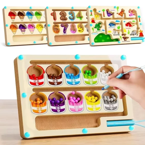 Jeu Montessori en bois de tris et comptages , adapté aux enfants de 3 à 12 ans. Stimule la connaissance du nombre, de la notion de quantité, la reconnaissance des couleurs et la motricité fine. Cadeau éducatif interactif et certifié CE !