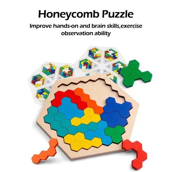 Puzzle en bois Montessori pour enfants. Stimule logique, motricité et créativité. Idéal pour 3 à 12 ans. Jeu éducatif inspiré du Tangram, certifié CE.