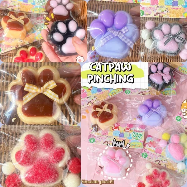 Mochi patte de chat kawaii en silicone souple, jouet anti-stress doux et relaxant. Idéal pour apaiser l’anxiété et se détendre à tout moment.