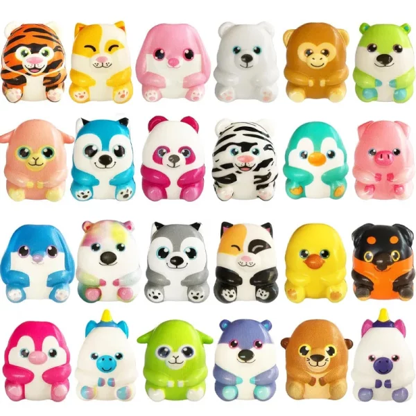 Jouets mochi squishies kawaii en forme d’animaux, doux et sensoriels. Idéals pour réduire le stress et se détendre. Disponibles en lots de 5, 15 ou 30 pièces.