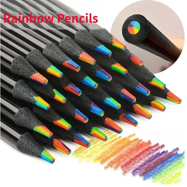 Crayon de couleur arc-en-ciel avec 7 couleurs intégrées. Idéal pour le dessin, le coloriage et la créativité. Parfait pour développer la créativité et entraîner la motricité fine. 