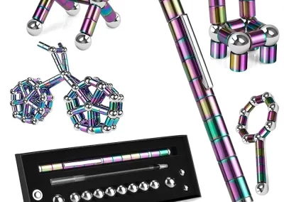 Stylo magnétique multifonctions avec accessoires magnétiques. Idéal pour écrire, jouer et soulager le stress. Idéal dès 9 ans. Plusieurs couleurs au choix.