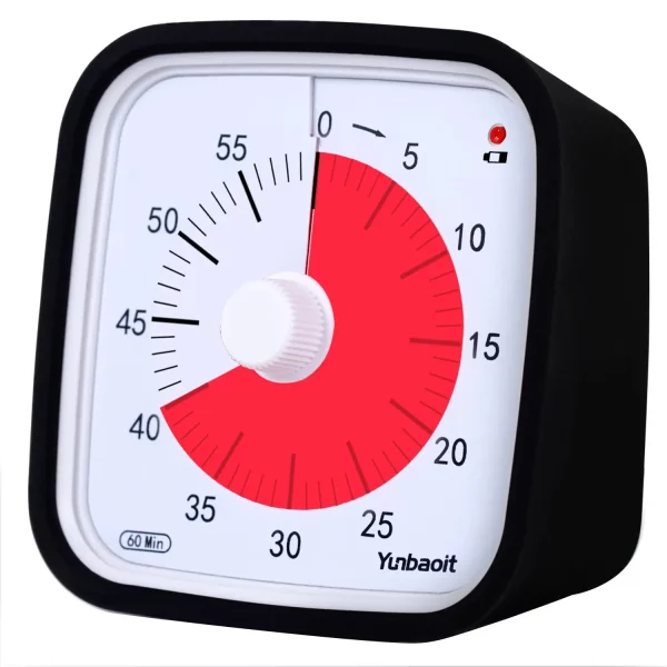 Time Timer, minuterie visuelle 60 minutes avec étui. Compte à rebours silencieux, idéal pour la gestion du temps, la concentration et la gestion du stress. 