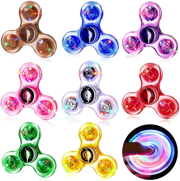 Spinner lumineux à LED, jouet fidget anti-stress pour enfants et adultes. Soulage l’anxiété, améliore la concentration et la motricité fine. Certifié CE,