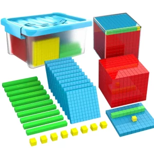 Matériel décimal Montessori apprentissage des maths : cubes décimaux en 3D, base 10, manipulation des quantités dès 4 ans. Idéal pour développer la logique.